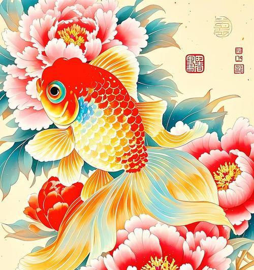 锦鲤与牡丹花搭配的寓意是什么？