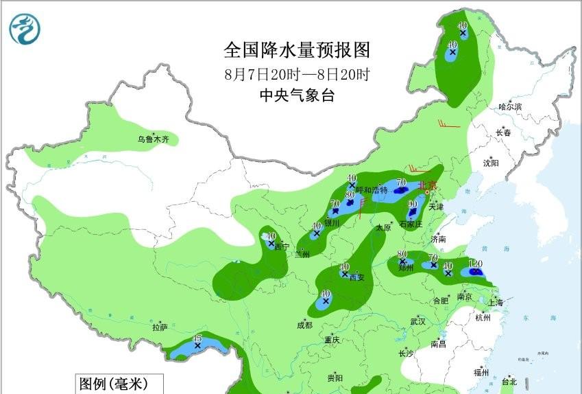 北京新一轮强降雨中心已定，今晚至明天8月9日，大雨暴雨分布如下