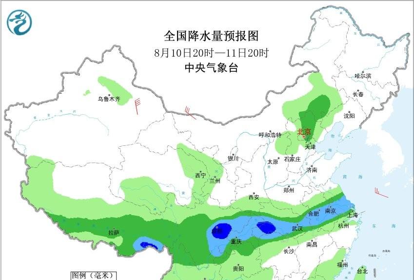 北京新一轮强降雨中心已定，今晚至明天8月9日，大雨暴雨分布如下