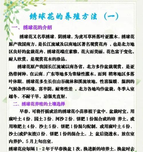 欧洲木绣球的养殖方法和注意事项（打造美丽庭院的秘诀）