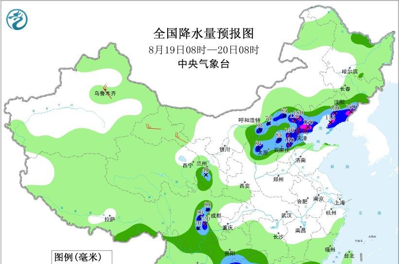 新一轮强降雨中心已定！8月19至20日天气预报，高温暴雨分布如下