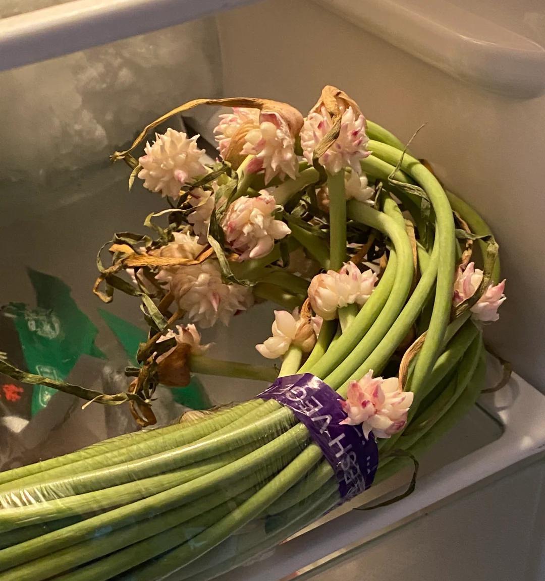 女子“遗忘16天的蒜苔竟开花了”，好美，网友：我读书少，别骗我