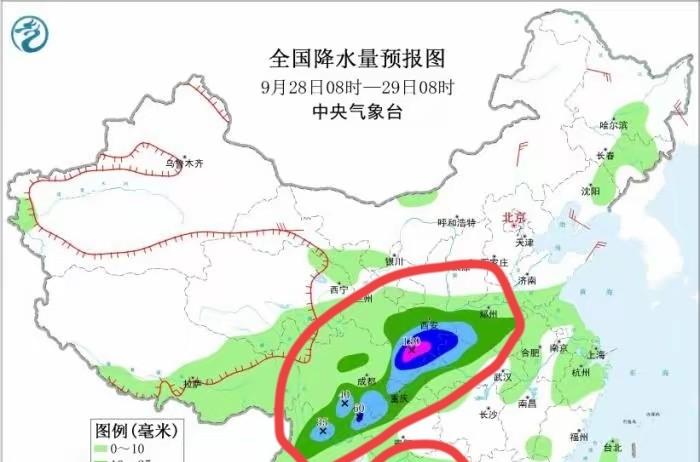 双预警齐发！大暴雨，特大暴雨来袭！28号-10月4号全国天气
