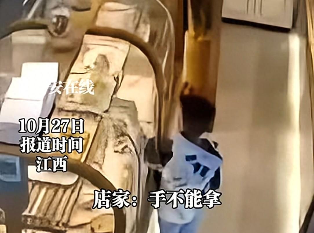男孩手摸蛋糕被提醒，妈妈反怪店家态度差连发多条视频:吃坏肚子