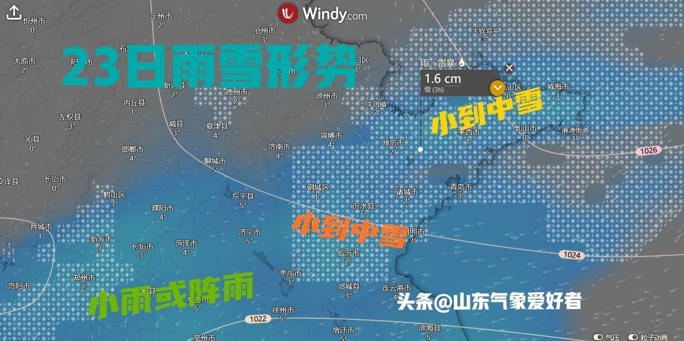 山东降雪形势调整！分析:23日雨雪相态复杂，能否出现纯雪存疑！